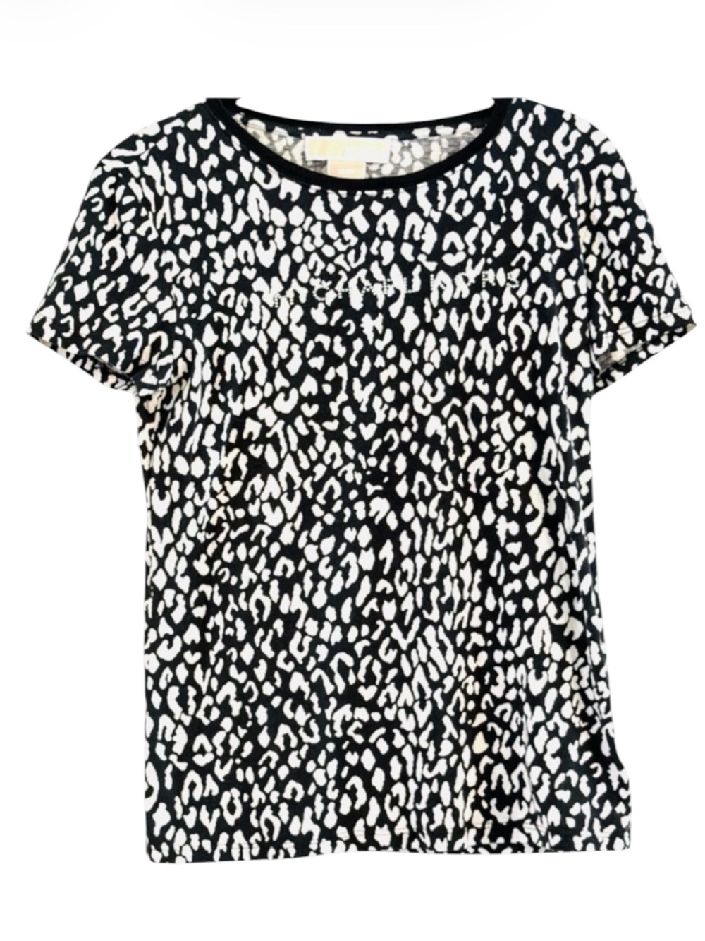 Michael Kors 95% Cotton Leopard Print Rhinestone Logo Tee SP